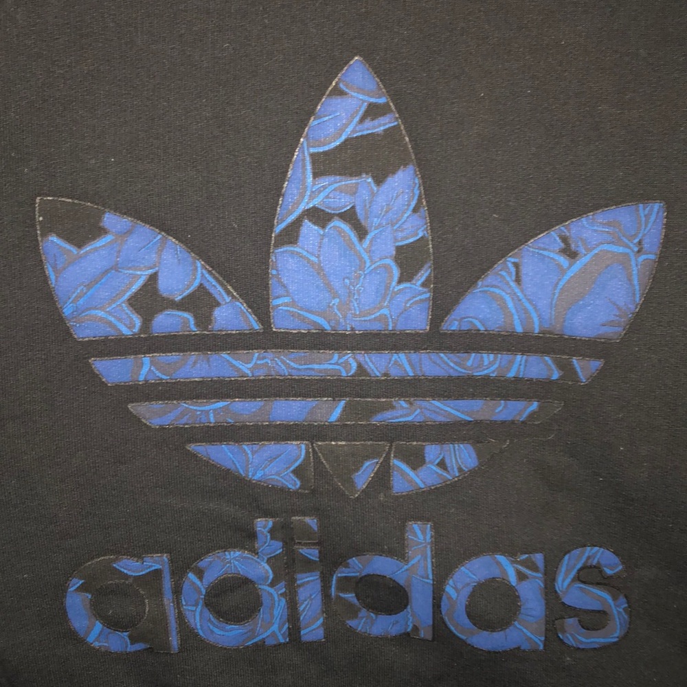 Black and blue floral Adidas crew neck sweatshirt